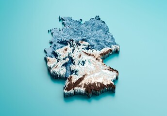 3d illustration of a Germany map isolated on a blue background
