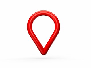 3D of a red map pointer isolated on a white background