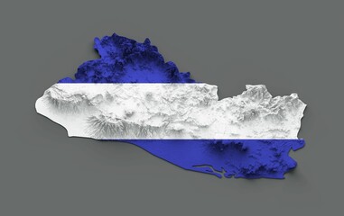 Fototapeta premium 3D rendering of El Salvador map with flag isolated on a gray background