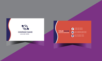 modern business card template,clean business card design,orange color layout.