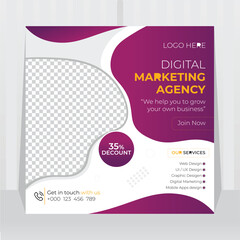latest modern Digital marketing agency promotion social media post template. and banner design with place for the photo and Vector illustrator.

