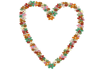 heart made of flowers - heart-shaped background for design on transparent background