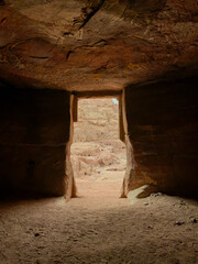 Detail of a cave at Royal Tombs in the Lost city of Petra