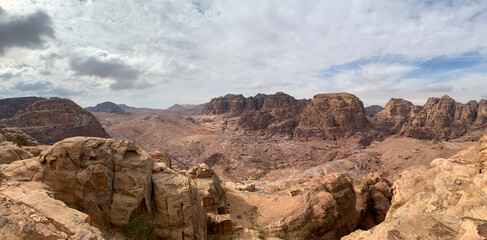 View of High Place of Sacrifice trail in the Lost city of Petra