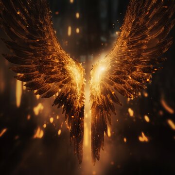 Premium AI Image  A black and gold angel wings with gold wings.