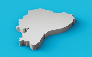 Fototapeta premium 3D illustration of Ecuador 3D map Geography Cartography and topology Sea Blue surface