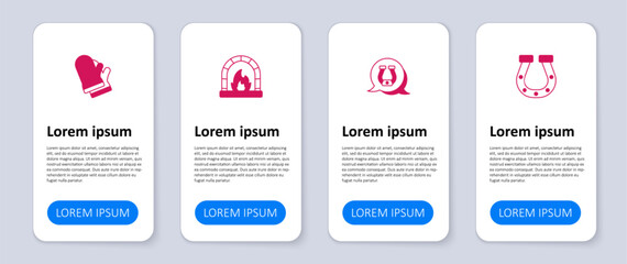 Set Horseshoe, Blacksmith oven and Protective gloves. Business infographic template. Vector