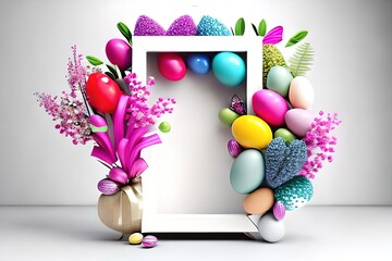 Full color product display frame. Party easter eggs. Mockup. generative AI