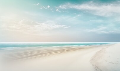 Fototapeta na wymiar a sandy beach with a blue sky and white clouds in the background. generative ai