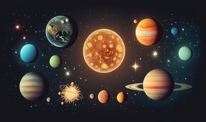 Obraz na płótnie Canvas a solar system with all the planets in the solar system. generative ai