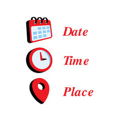 Date, Time, Address or Place Icons Symbol