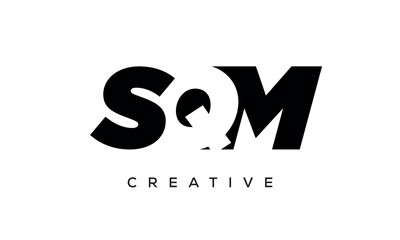 SQM letters negative space logo design. creative typography monogram vector	