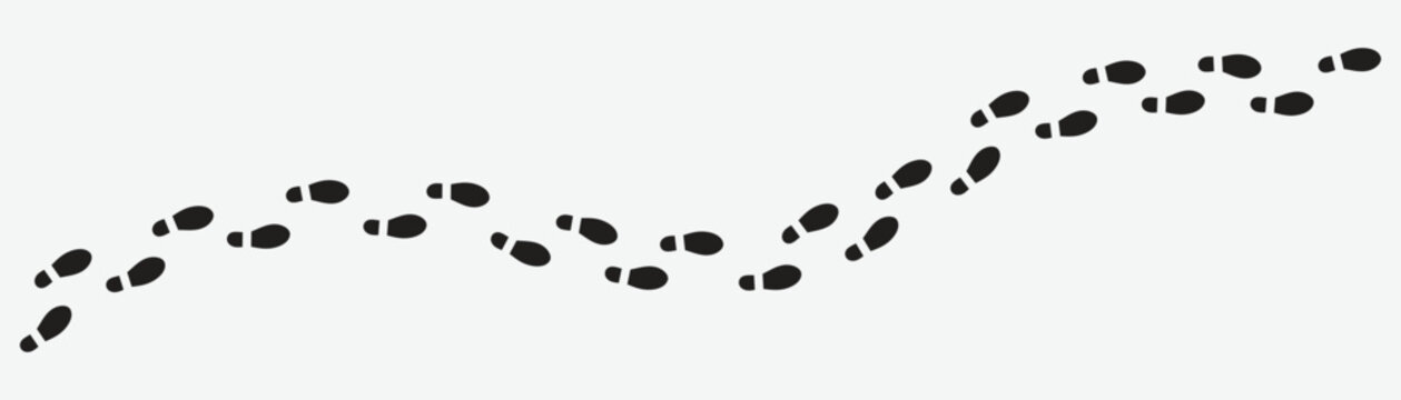 Step footprints paths, pattern footprints tracks isolated on white gray background. vector icon Illustration.