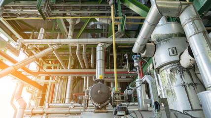 Structural engineering of a chemical plant involves the assembly of chemical pipelines, heat...