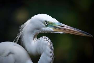 Fototapeta premium Portrait of a white egret. Generative AI