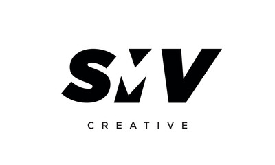 SMV letters negative space logo design. creative typography monogram vector	