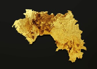 3D illustration of the golden Guinea Map