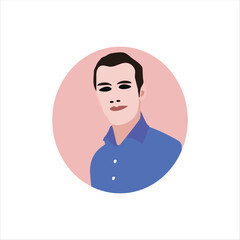 A man with blue Shirt avatar vector art work.