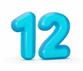 3d rendered illustration of a blue twelve number icon on white background