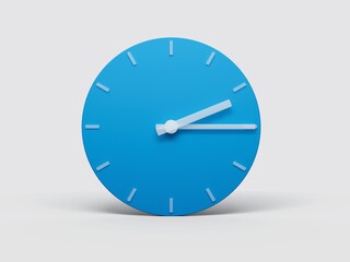 3d rendered illustration of a Premium blue Clock icon on grey icon background