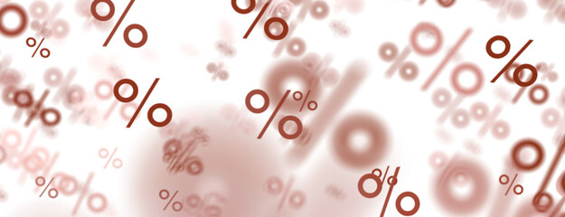 Blurred sale percent rain background. 3d