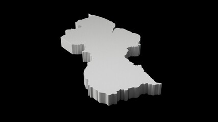 3d illustration of the Guyana map isolated on black background