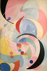 natural and colorful abstract circle geometic background painting with minimalist design . generative ai