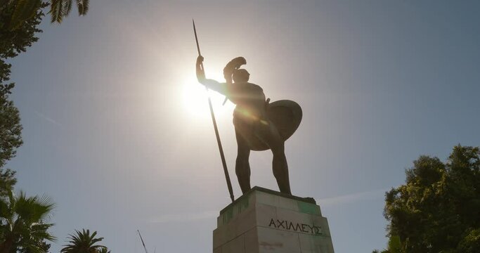Achilles statue in gardens of Achilleion, palace of Elisabeth of Austria - Sisi on Corfu Island, Greece