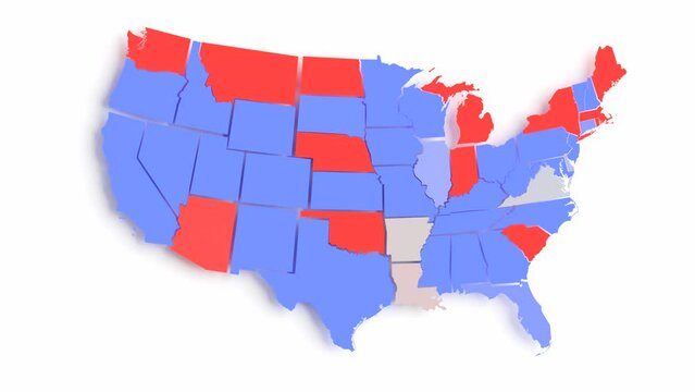 united states vote politics, 3d animation usa divided republicans and democrats president or parliament election