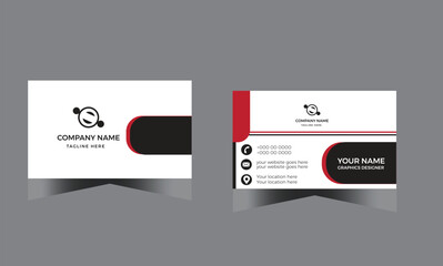 black and white color business card design.red and white color business card design.