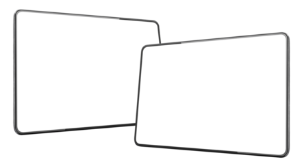 Two tablet computers cut out
