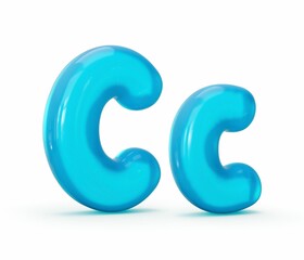 3d rendering of a letter c made of blue jelly isolated on a white background