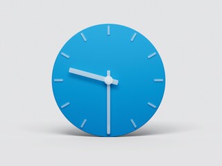3D rendering of 9:30 o'clock on an blue clock isolated on a white background