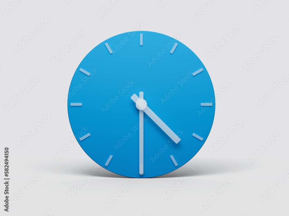 Sticker 3D rendering of the blue clock isolated on the empty white background