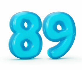 3D rendering of the blue jelly number 89 isolated on the empty white background