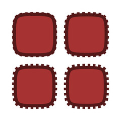 Notch Edge Red Squircle Stroke Shapes