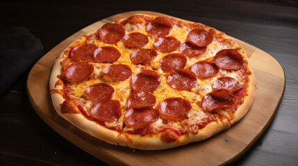 Pepperoni pizza closeup. AI