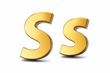 Illustration of the capital and small golden s letters isolated on a white background