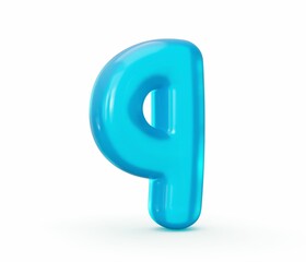 Illustration of the letter q in the blue jelly style isolated on a white background