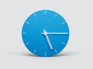 3d illustration of Minimal Clock time 5:15 o'clock or Five Fifteen on light pastel background