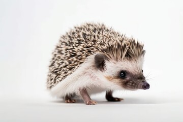 Obraz premium Hedgehog in a funny pose on a white background. Generative AI