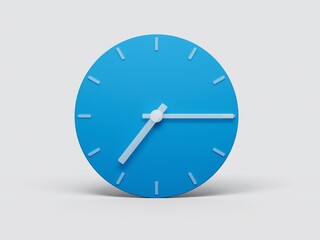Minimal blue clock isolated on a white background