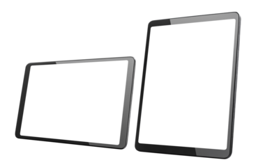 Two tablet computers cut out
