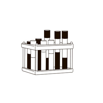 recommend clip art: veterinary test tube rack black and white outline illustration on transparent background
                    