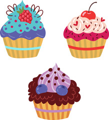 Pastry cakes on a white background, vector - 582496767