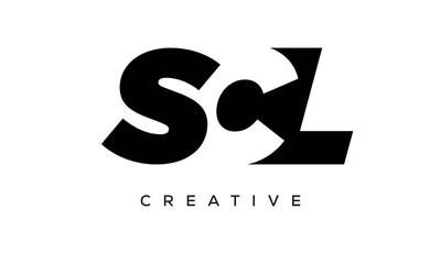 SCL letters negative space logo design. creative typography monogram vector	