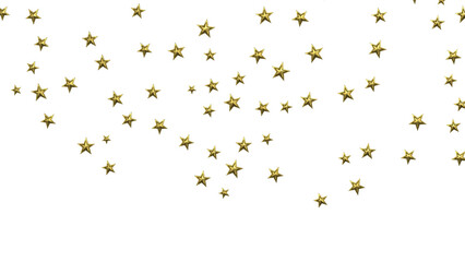 Banner with golden decoration. Festive border with falling glitter dust and stars.