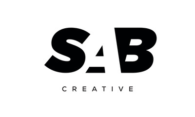 SAB letters negative space logo design. creative typography monogram vector	