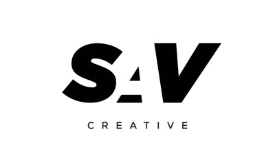 SAV letters negative space logo design. creative typography monogram vector	