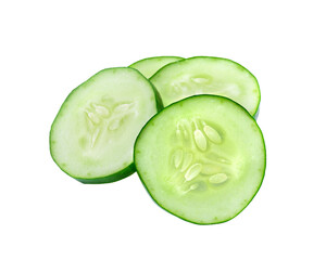 Fototapeta premium Cucumber and slices isolated on transparent png